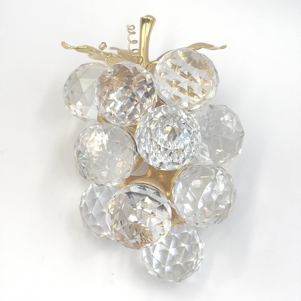 Vintage Swarovski Crystal 15 Grape Cluster Figurine Gold Stems Retired No Box